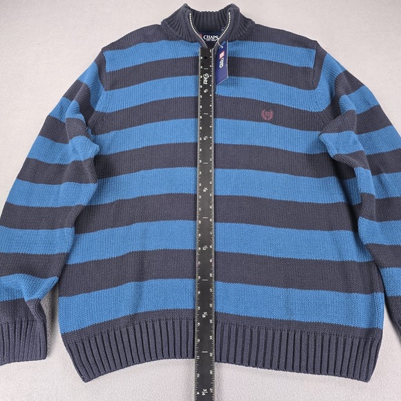 NEW Chaps 1/4 Zip Polo Sweater Men's‎ size XL Color Block Striped prep Academia - Picture 11 of 13